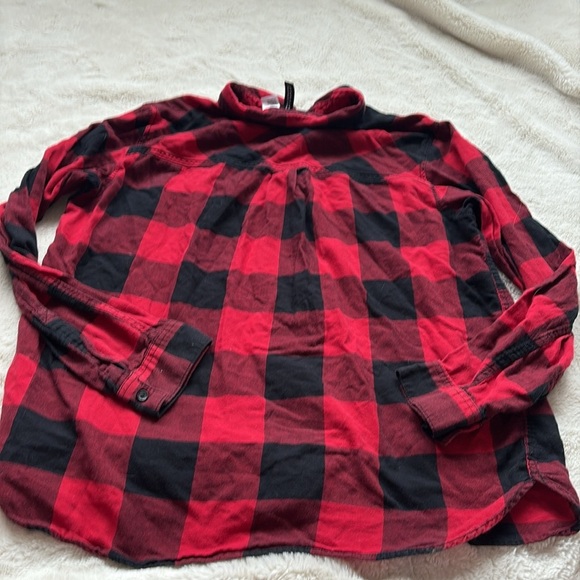 Divided Flannel Cotton Red and Black Long Sleeve Plaid Shirt Size 8 - Picture 3 of 6